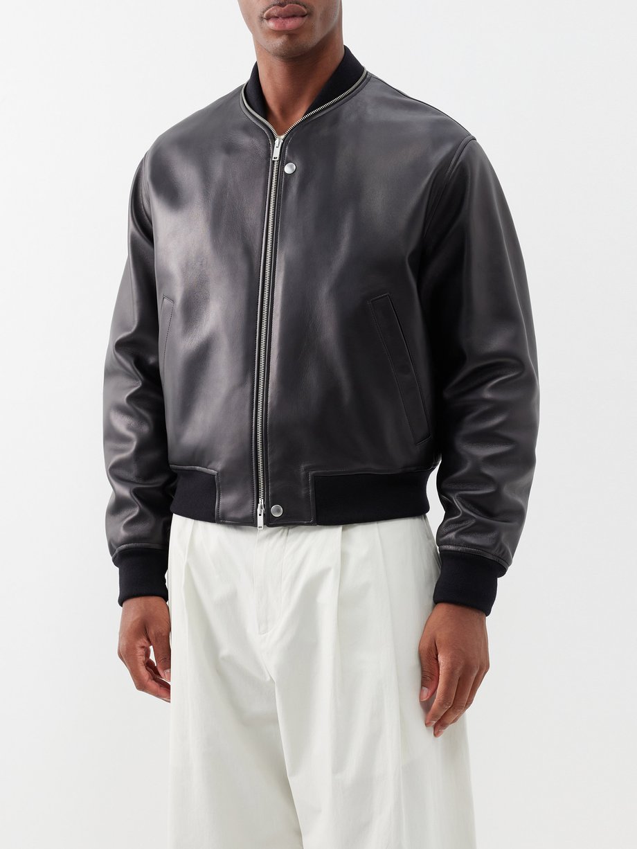 Black Leather bomber jacket | Jil Sander | MATCHES UK