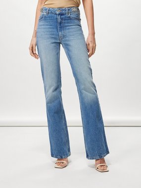Rabanne Disk-embellished flared wide-leg jeans