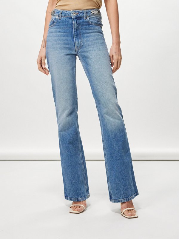 Rabanne Disk-embellished flared wide-leg jeans