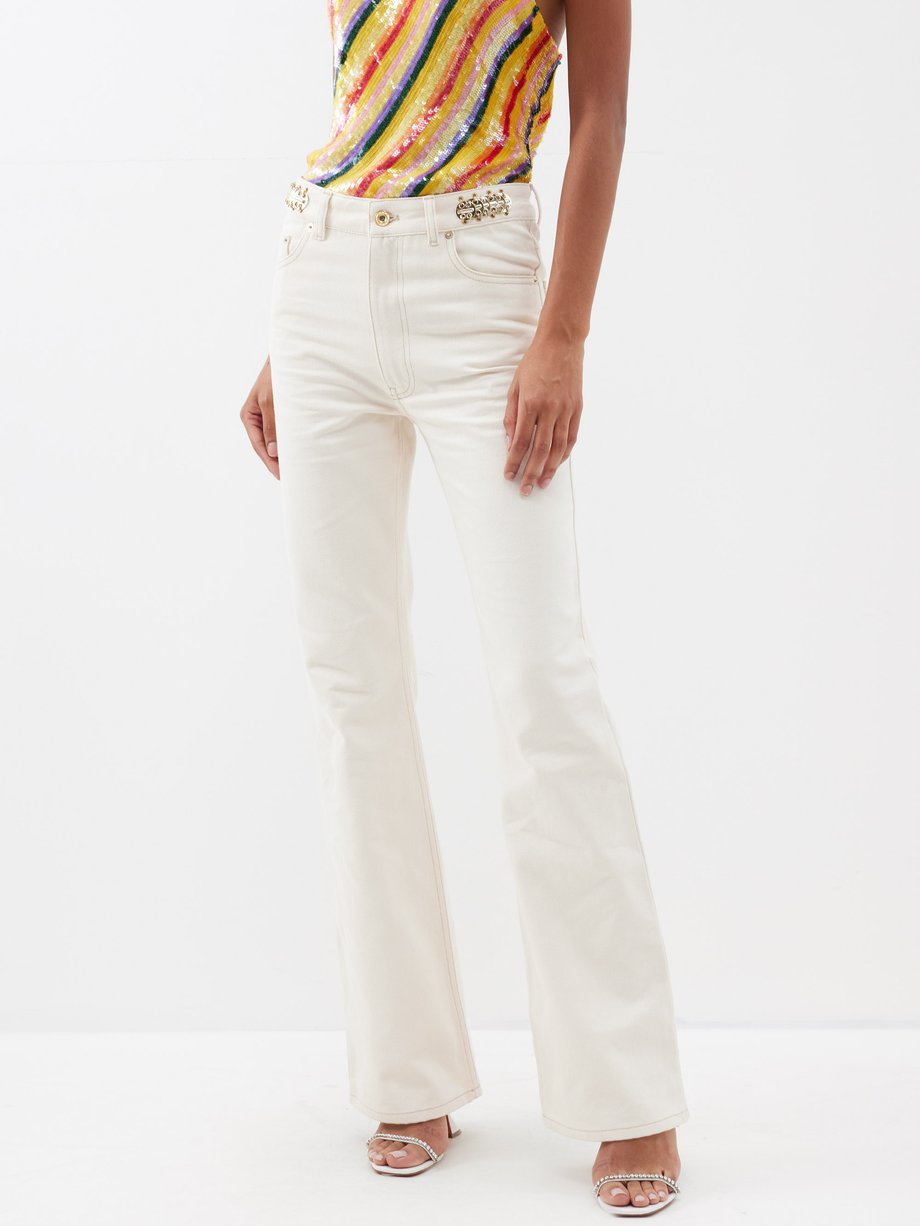Neutral flared jeans | Paco Rabanne | US