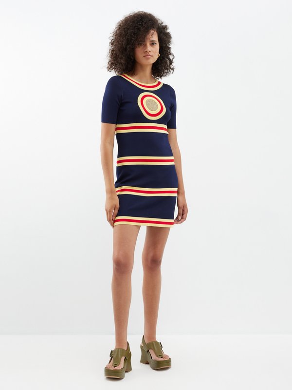 Rabanne Contrast-stripe jersey mini dress