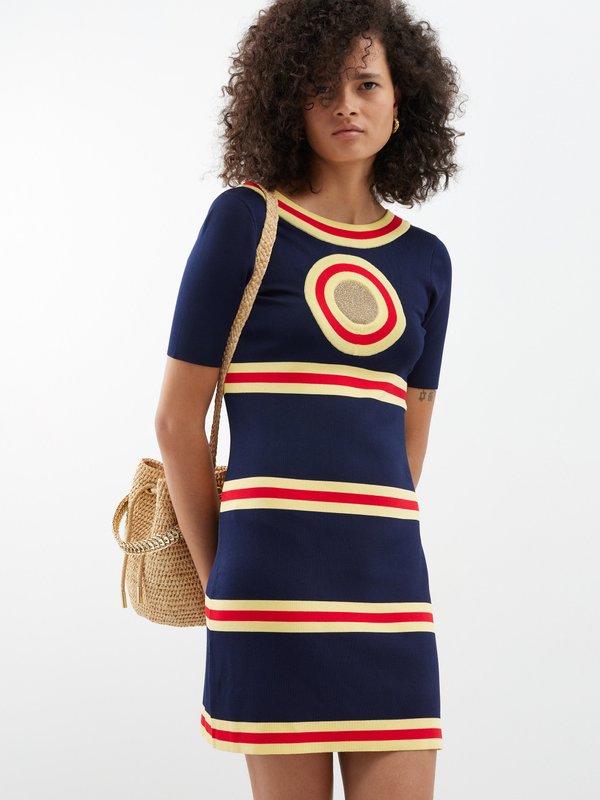 Rabanne Contrast-stripe jersey mini dress