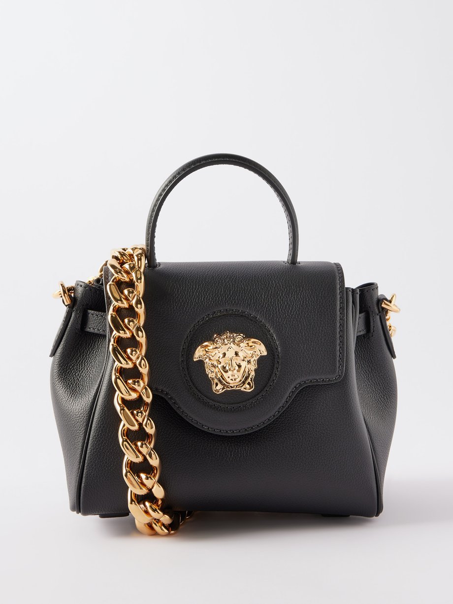 Versace Women's Black Medusa Textured Leather Crossbody Bag