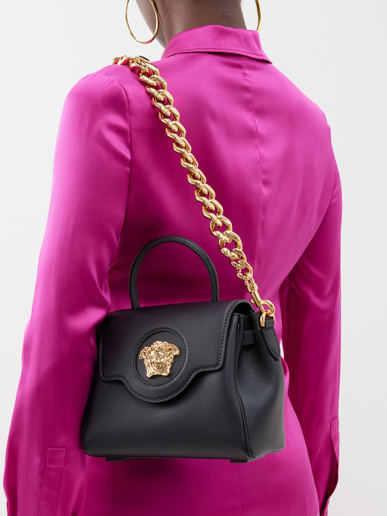 Versace | La Medusa Small Leather Handbag | Black Tu