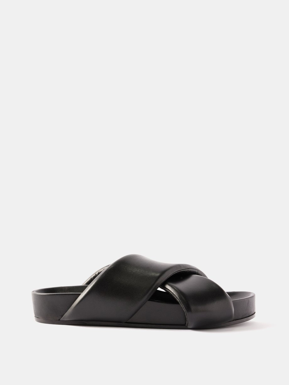 Black Crossover-strap leather sandals | Jil Sander | MATCHES UK