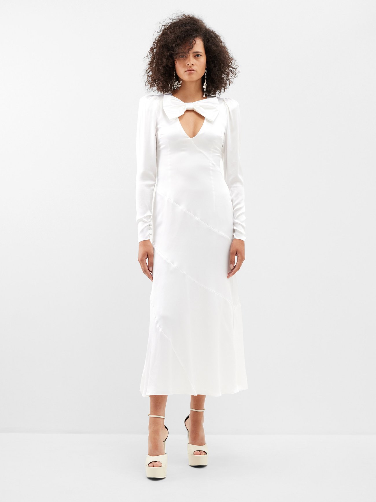 White Bow cutout silk-satin midi dress | Alessandra Rich | MATCHES UK