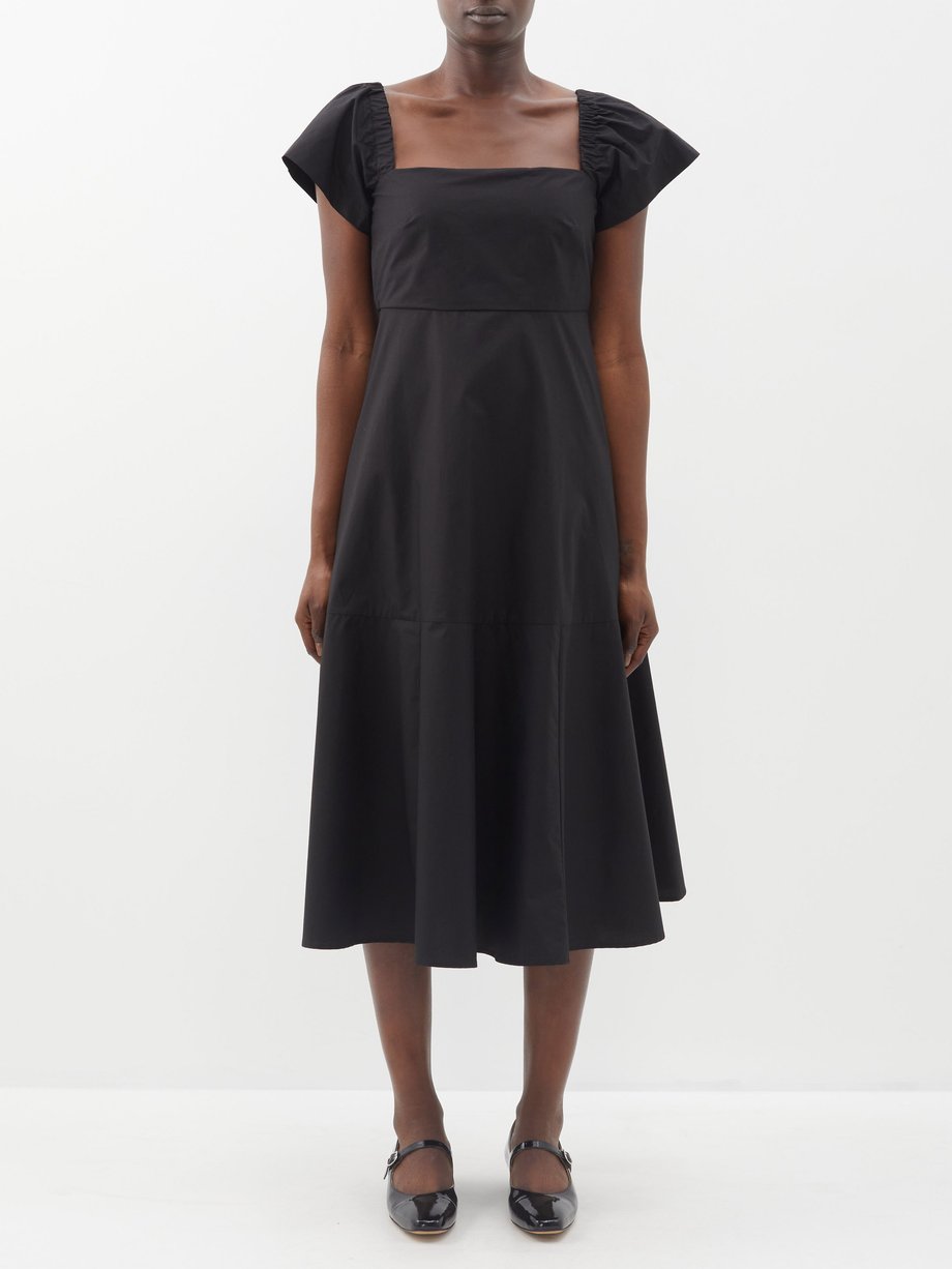 Black Olivia Starlight cotton midi dress | Molly Goddard | MATCHES UK