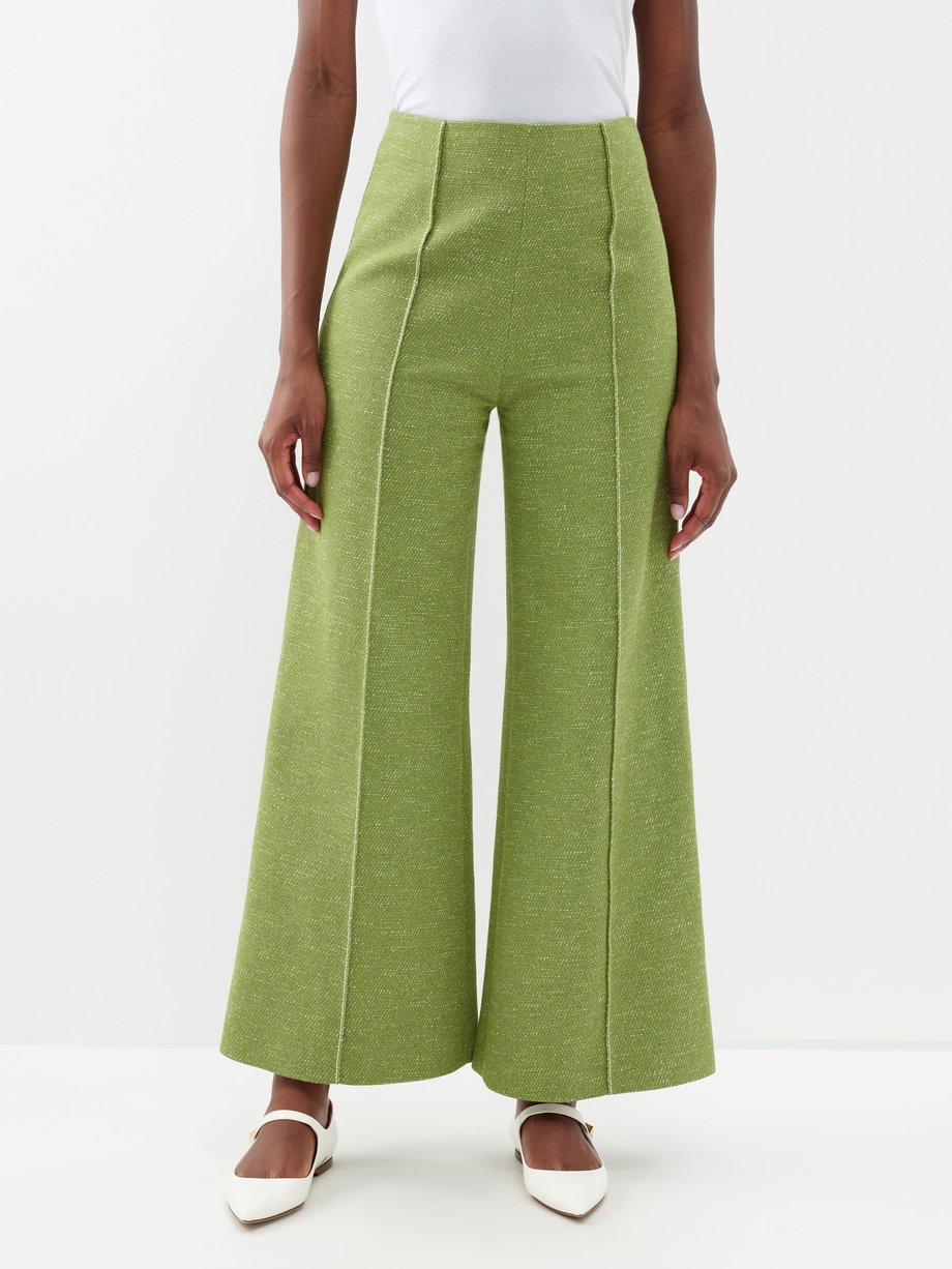 Green Daffi denim wide-leg trousers | Emilia Wickstead | MATCHESFASHION UK