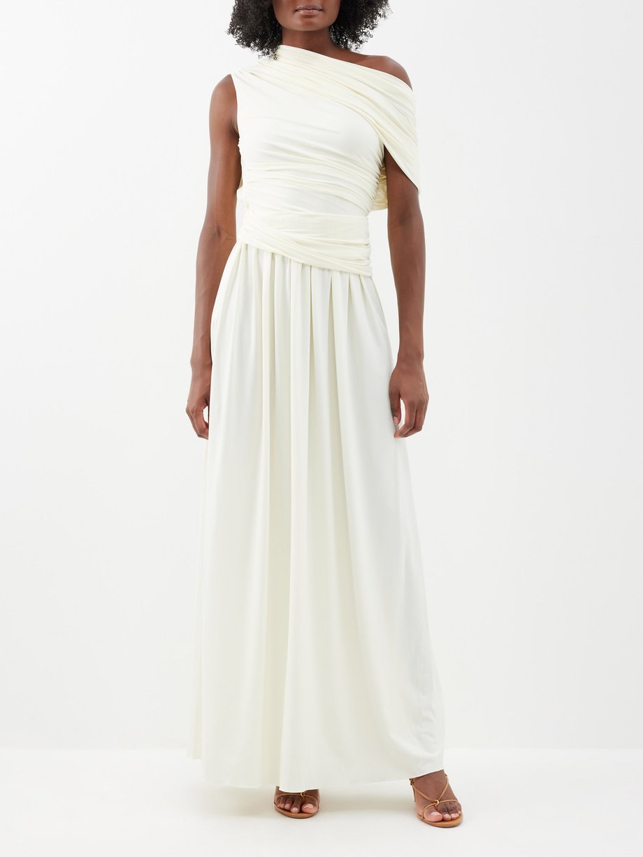 White Delphi one-shoulder jersey maxi dress | Altuzarra | MATCHES UK