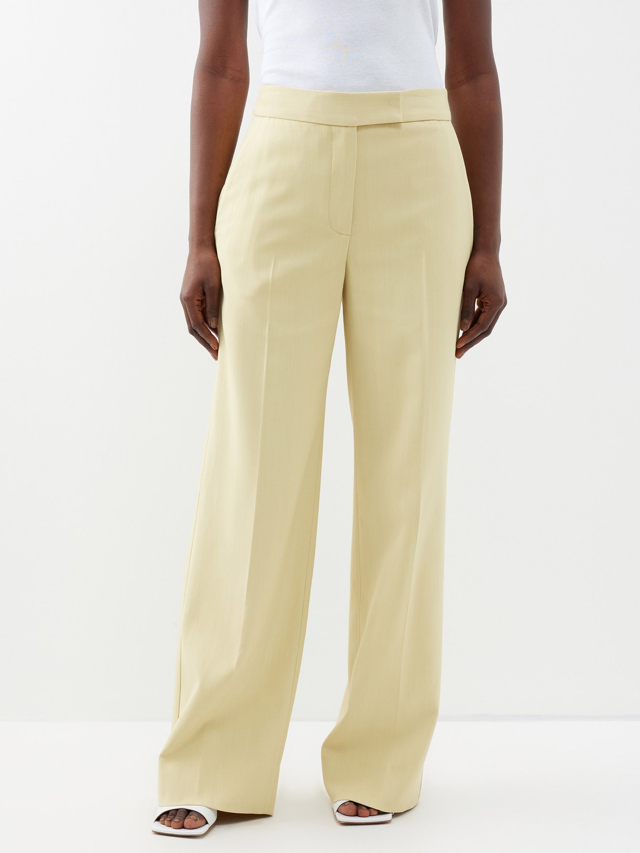 High-rise twill wide-leg suit trousers