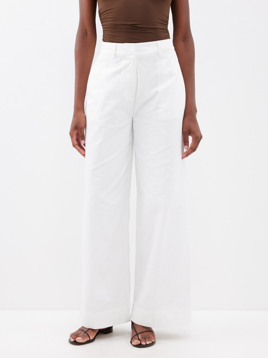Womens La DoubleJ white Silk Embroidered Palazzo Trousers | Harrods UK