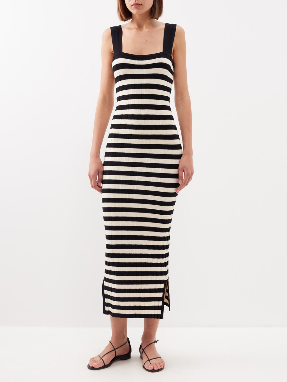 Black Camille knitted-cotton midi dress | posse | MATCHES UK