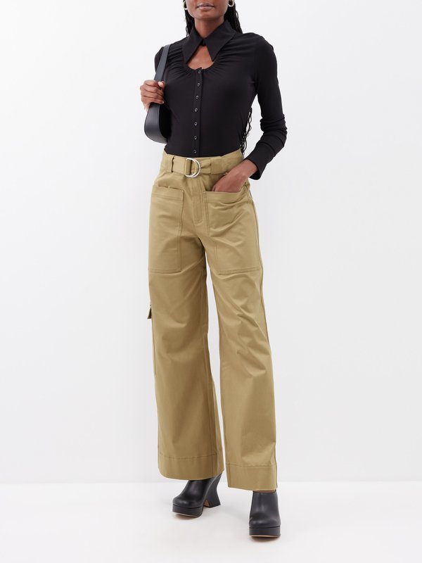 Proenza Schouler White Label Patch-pocket cotton-blend twill cargo trousers