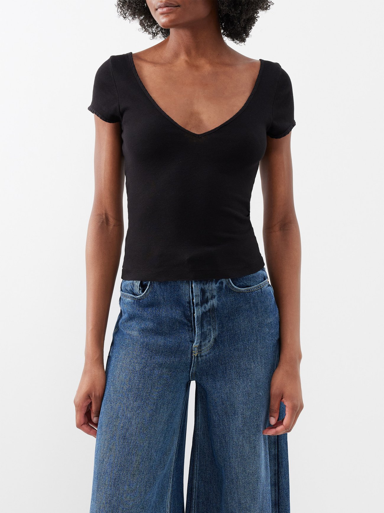 V-neck Tee ribbed-jersey | Re/Done | MATCHESFASHION US