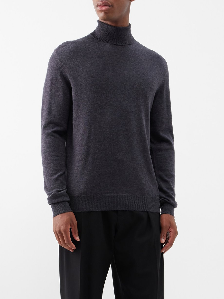 Grey Roll-neck wool sweater | Massimo Alba | MATCHES UK