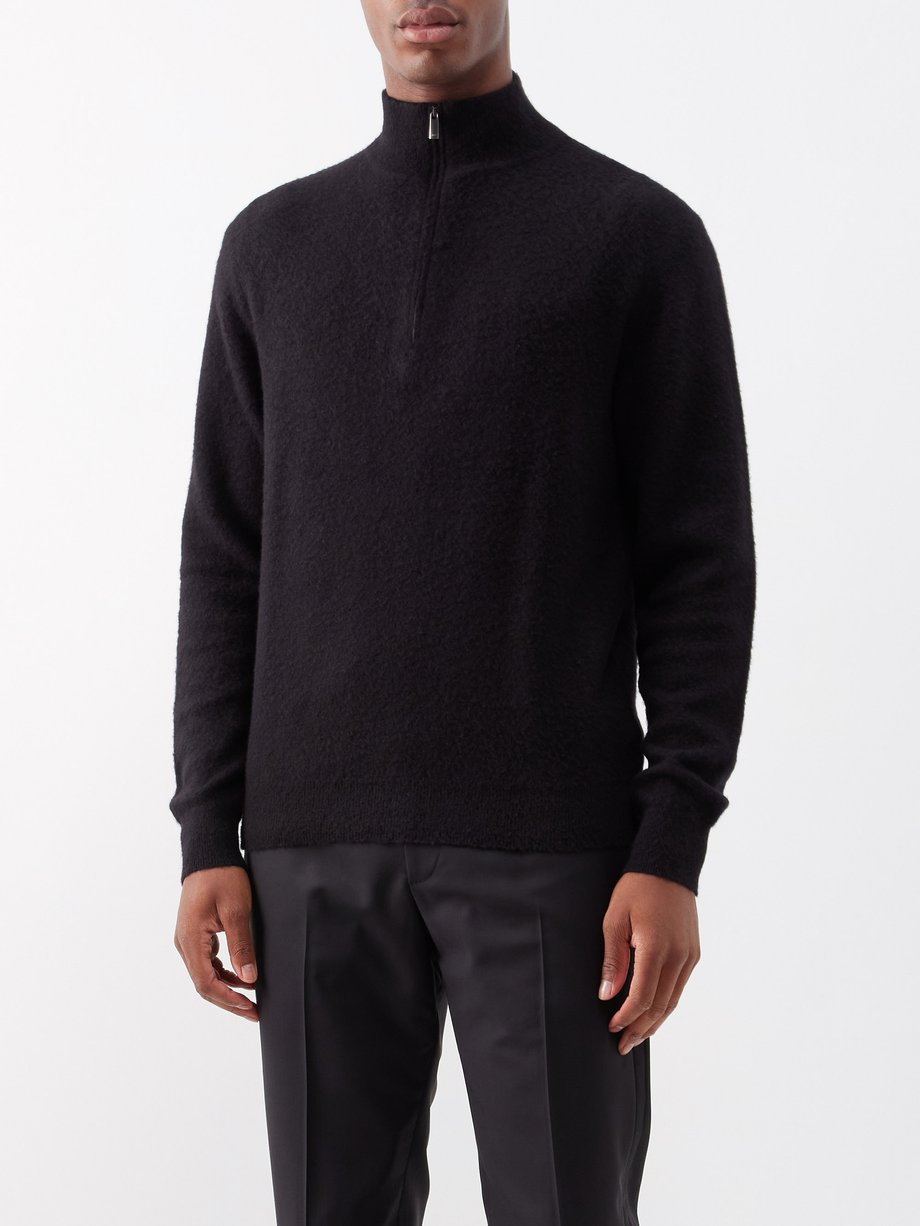 Black Liam quarter-zip cashmere sweater | Massimo Alba | MATCHES UK