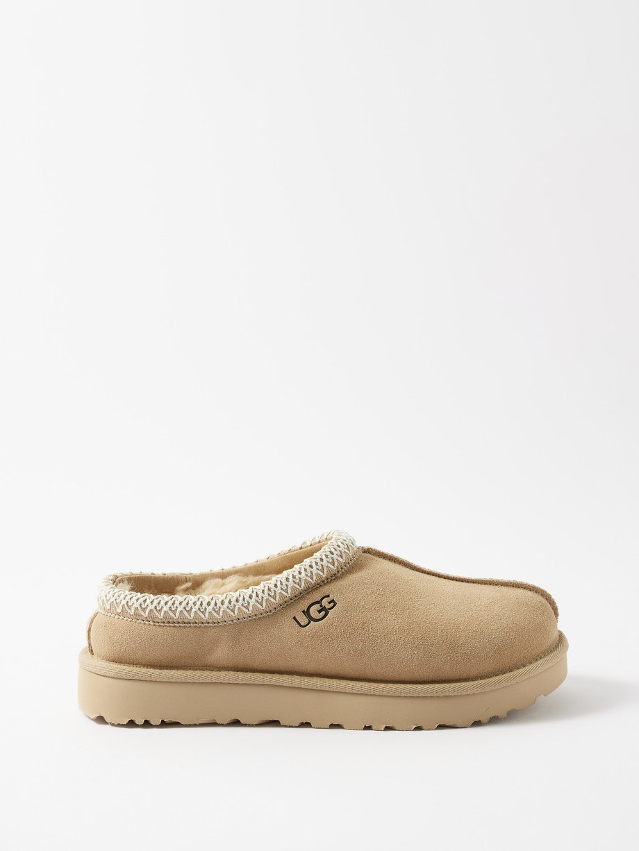 Beige Tasman shearling-lined suede slippers | Ugg | MATCHES UK