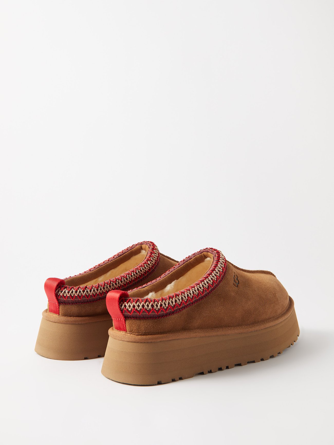 Brown Tazz shearling-lined suede platform slippers, Ugg