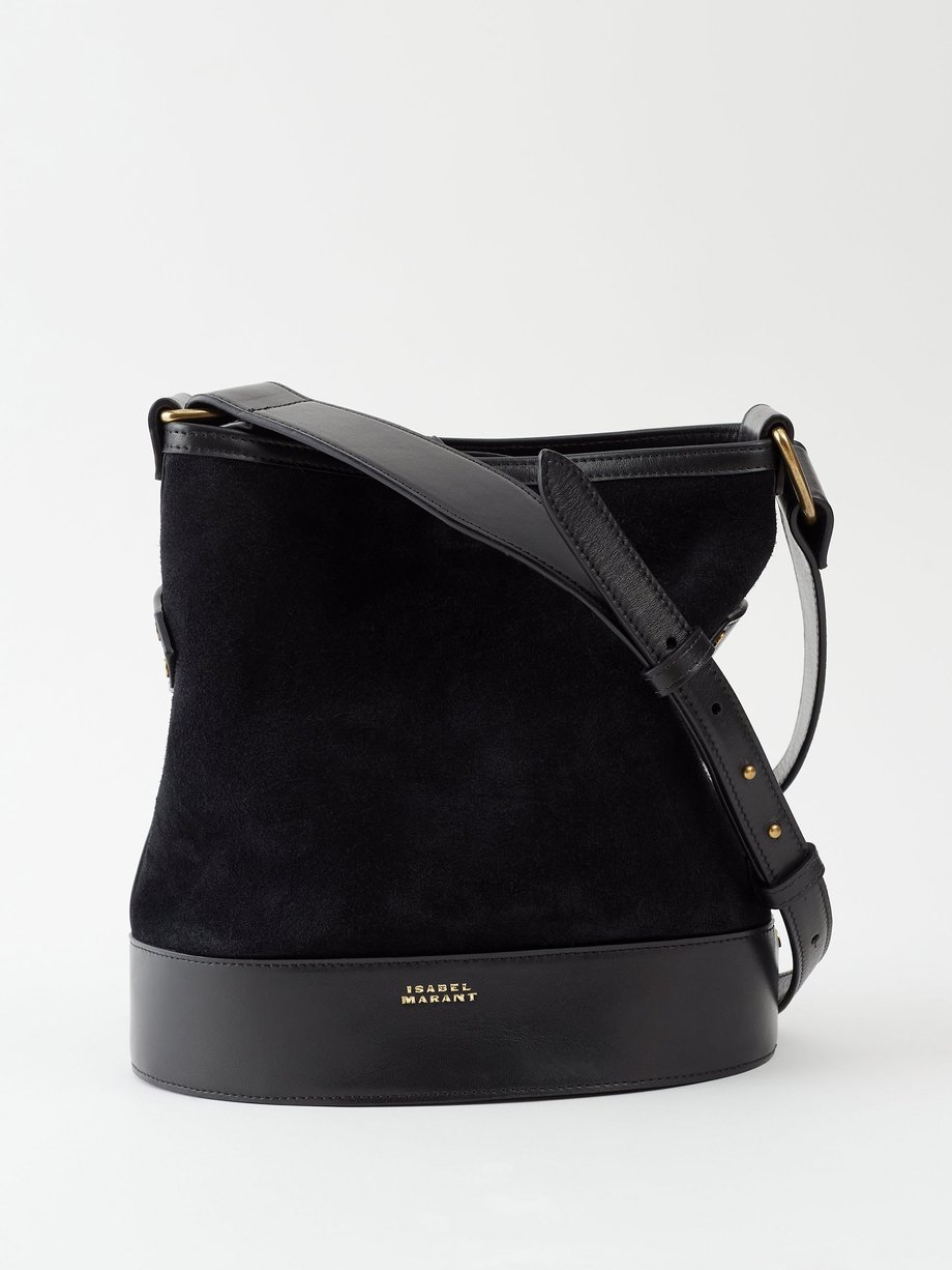 Black Samara leather-trim suede bucket bag, Isabel Marant