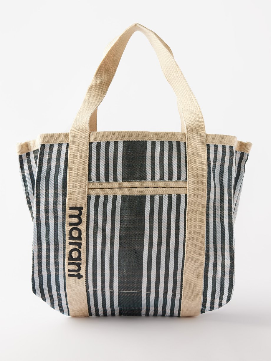 Navy Darwen striped canvas tote bag | Isabel Marant | MATCHESFASHION UK