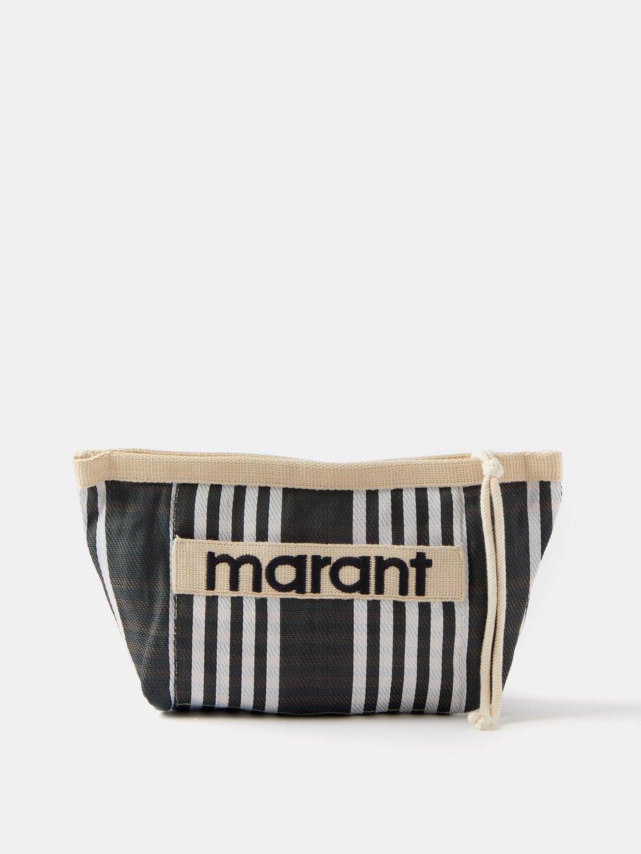 Navy Powden striped nylon pouch | Isabel Marant | MATCHES US