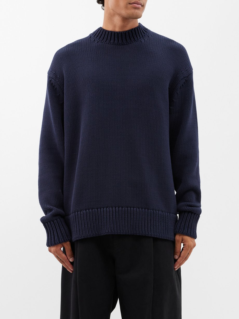 Navy Aire oversized knitted cotton-blend sweater | Studio Nicholson ...