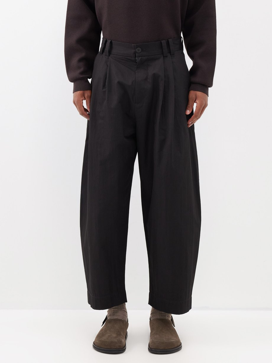 Black Yale cotton-blend wide-leg trousers | Studio Nicholson ...
