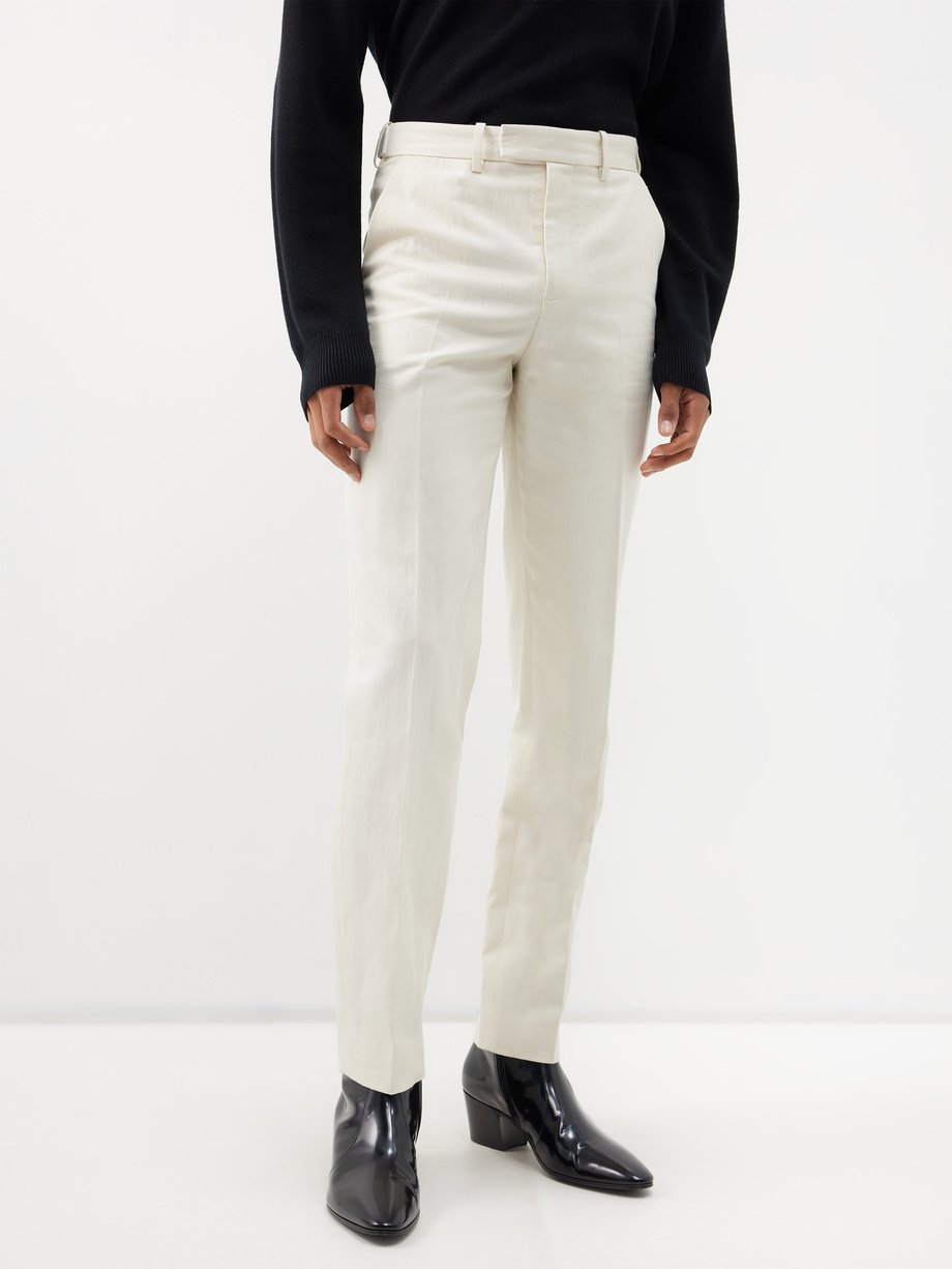 White Yann twill slim-leg trousers | Nili Lotan | MATCHES UK