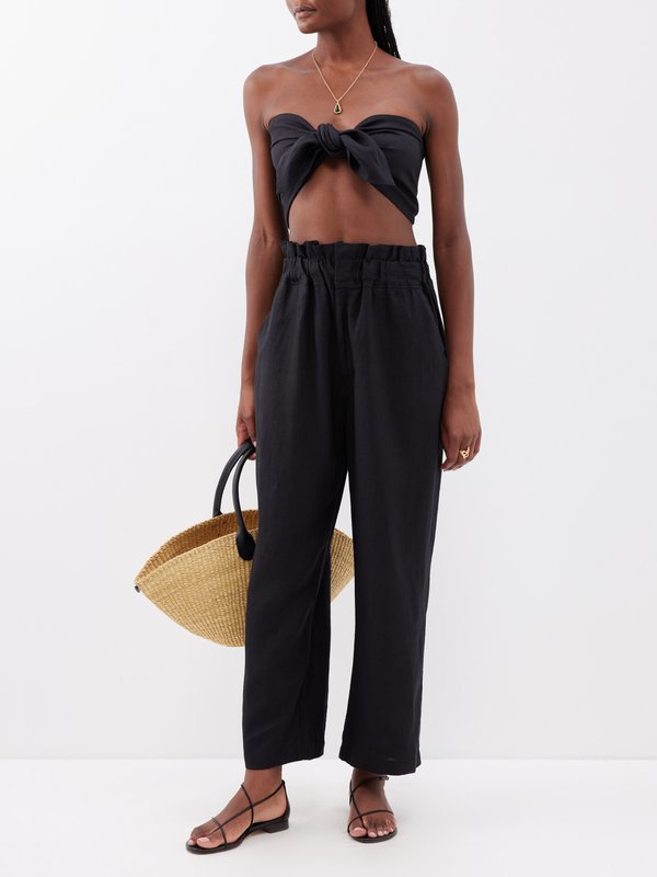 Posse (posse) Micky bow-tie linen cropped top