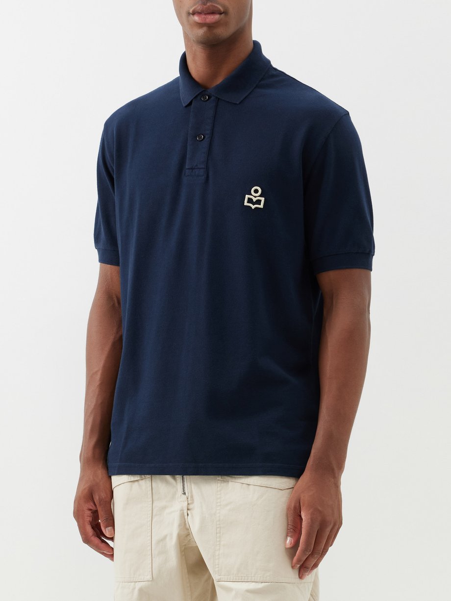 Navy Afko cotton-piqué polo shirt | Isabel Marant | MATCHESFASHION UK