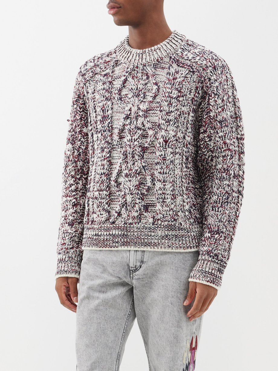 Burgundy Ted cable-knit wool-blend sweater | Isabel Marant | MATCHES UK