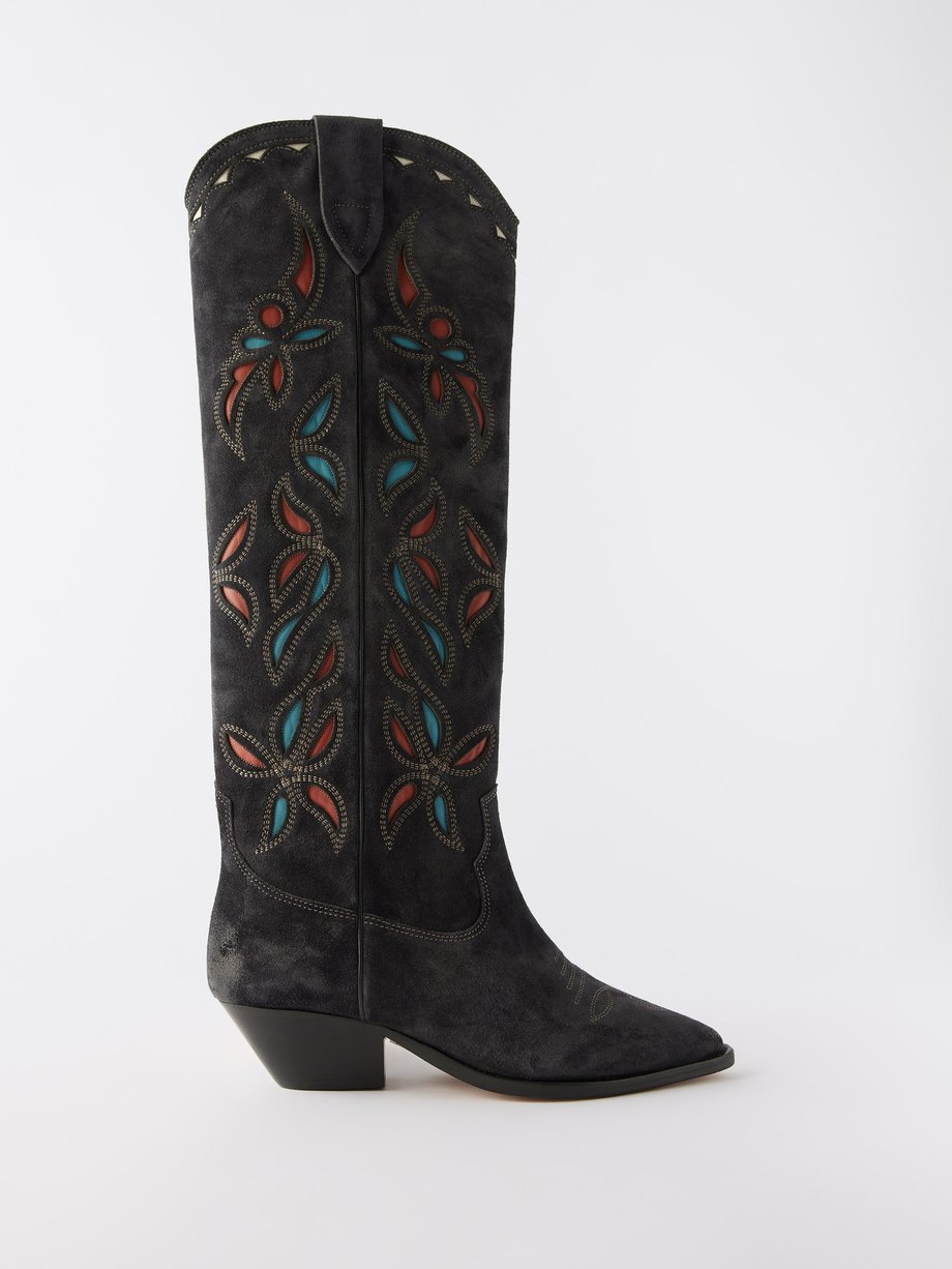 doel Straat dat is alles Black Denvee embroidered suede cowboy boots | Isabel Marant |  MATCHESFASHION US
