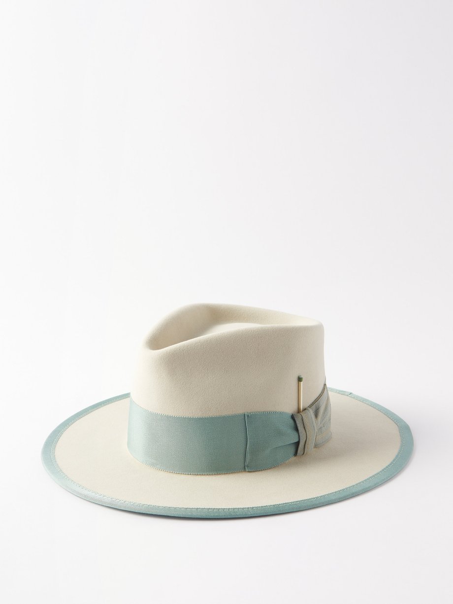 Grey Grosgrain-trim felt fedora hat | Nick Fouquet | MATCHESFASHION US