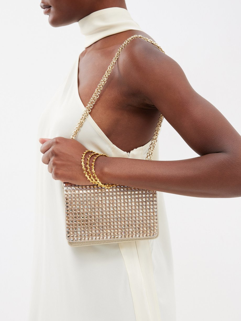 Gold Cricket Squares crystal-embellished clutch bag | Judith Leiber ...
