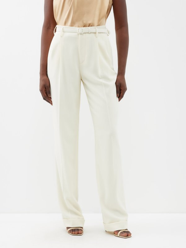 Buy QAROT MEN Poly Crepe White Tapered Fit Stretchable Comfortable Pant  with Long Belt and Coin Pocket for Men (P115Wi_-White-36) at Amazon.in