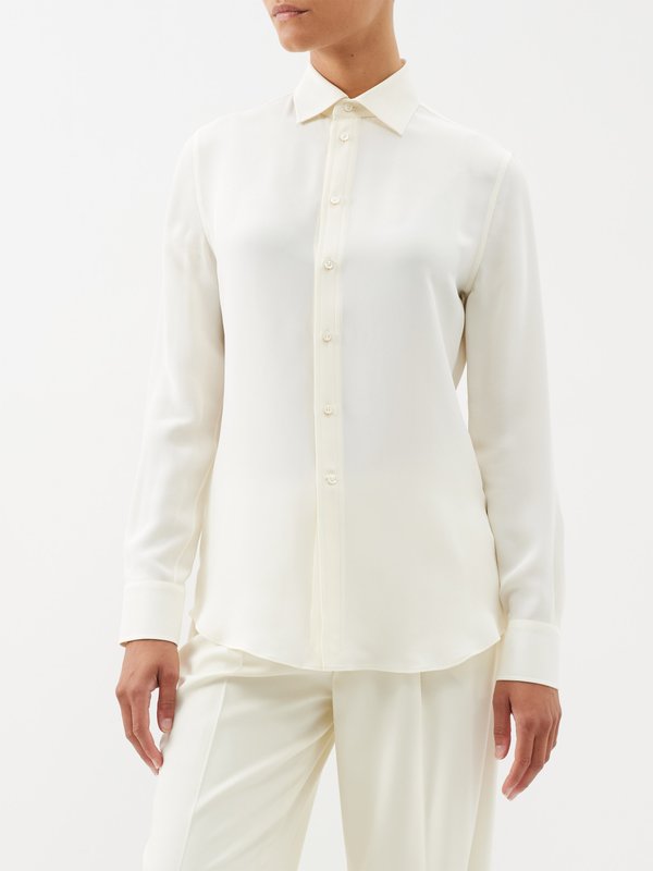 Neutral Charmain silk shirt, Ralph Lauren