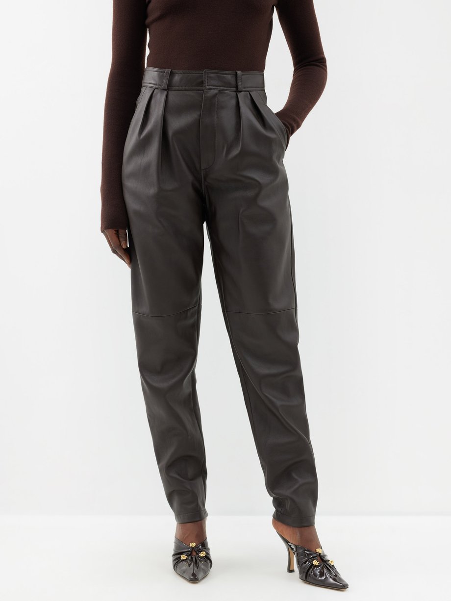 Ralph Lauren Rogers high-rise leather trousers