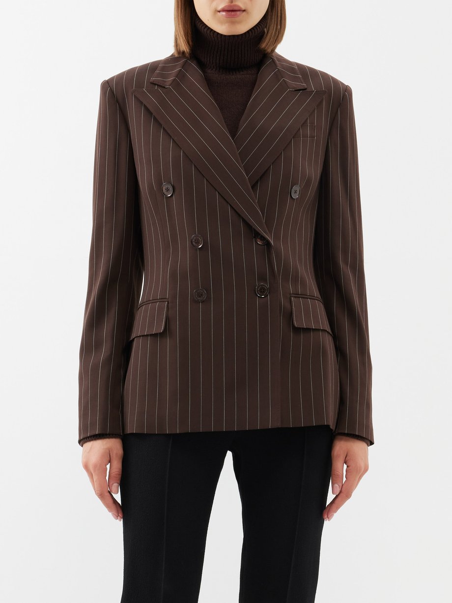 Brown Safford pinstriped-wool tailored jacket | Ralph Lauren