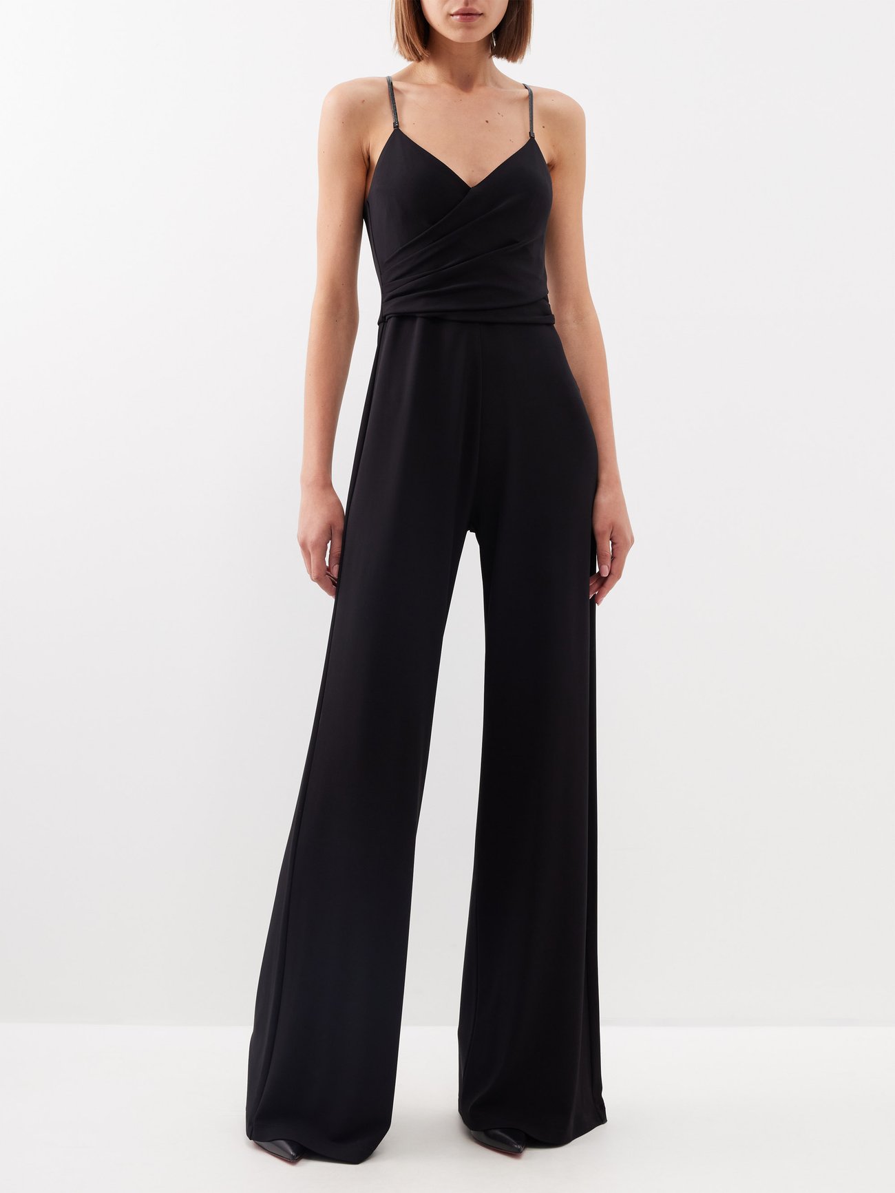 Gathered jersey wide-leg jumpsuit