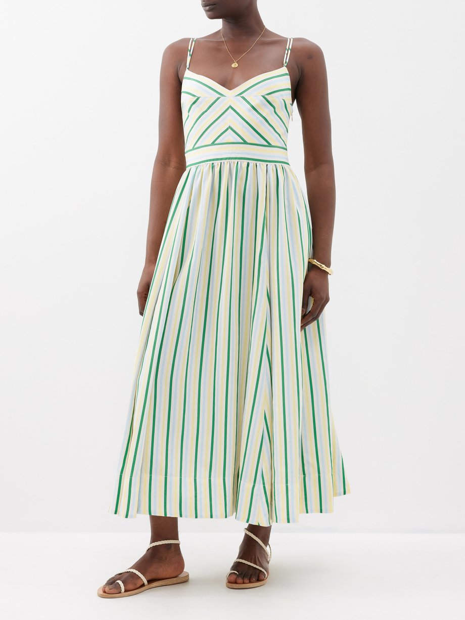 Neutral Tracey striped midi dress | La Ligne | MATCHES UK