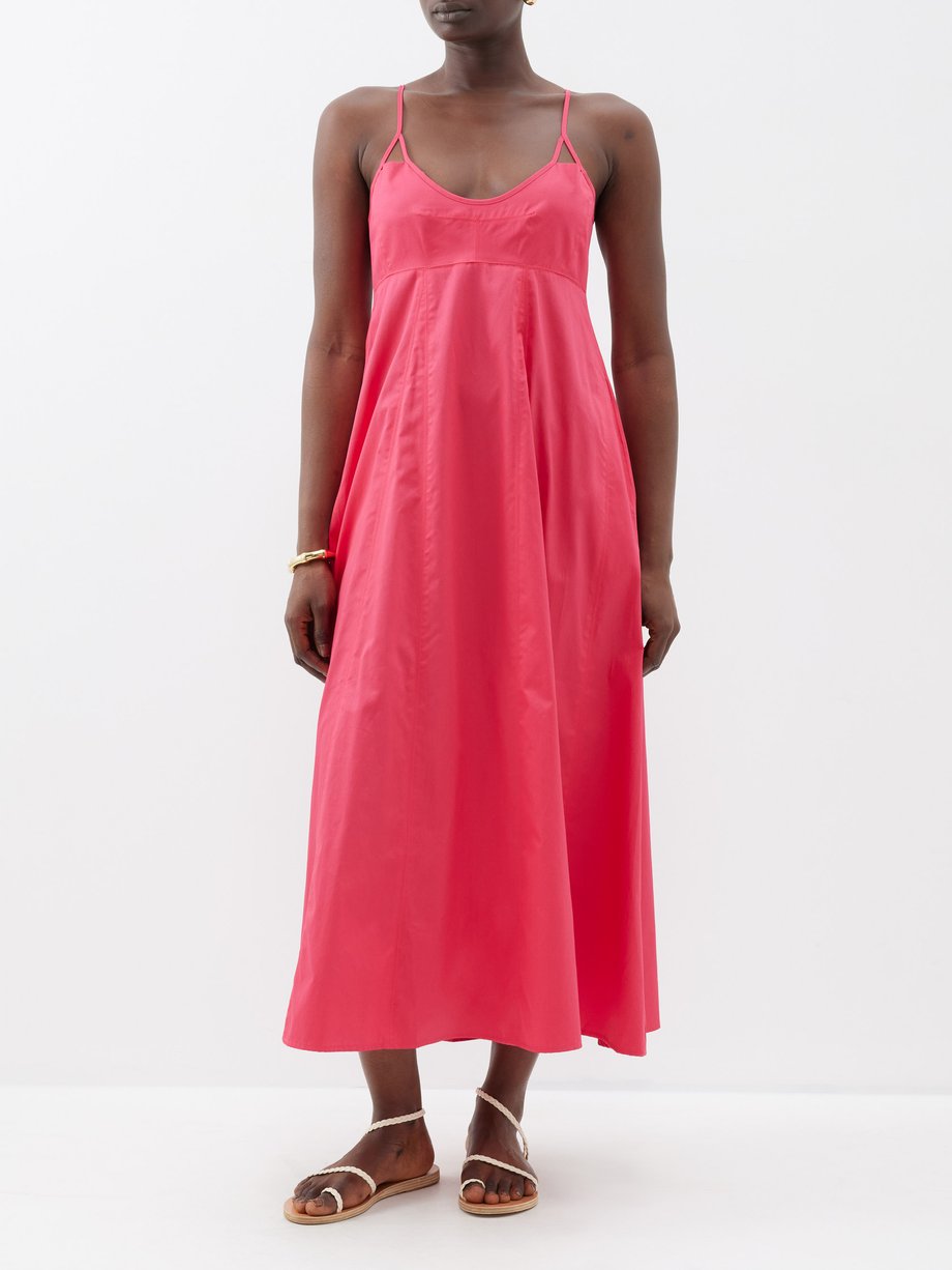 Pink Portia scoop-neck cotton-poplin midi dress | La Ligne | MATCHES UK