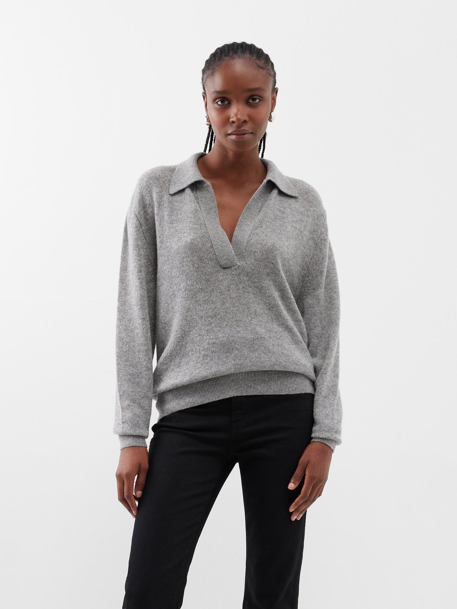 Grey Jo V-neck cashmere sweater | Khaite | MATCHES UK