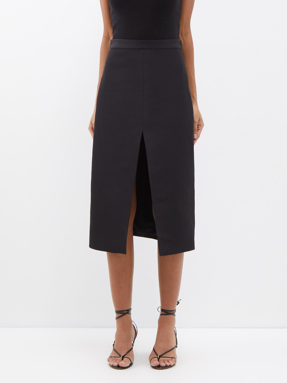 Black Fraser wool-blend midi skirt | Khaite | MATCHESFASHION AU