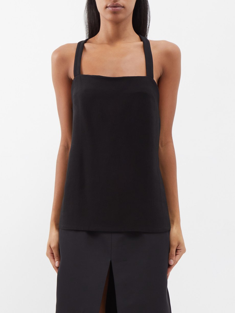 Khaite Axell crossover-straps backless crepe top