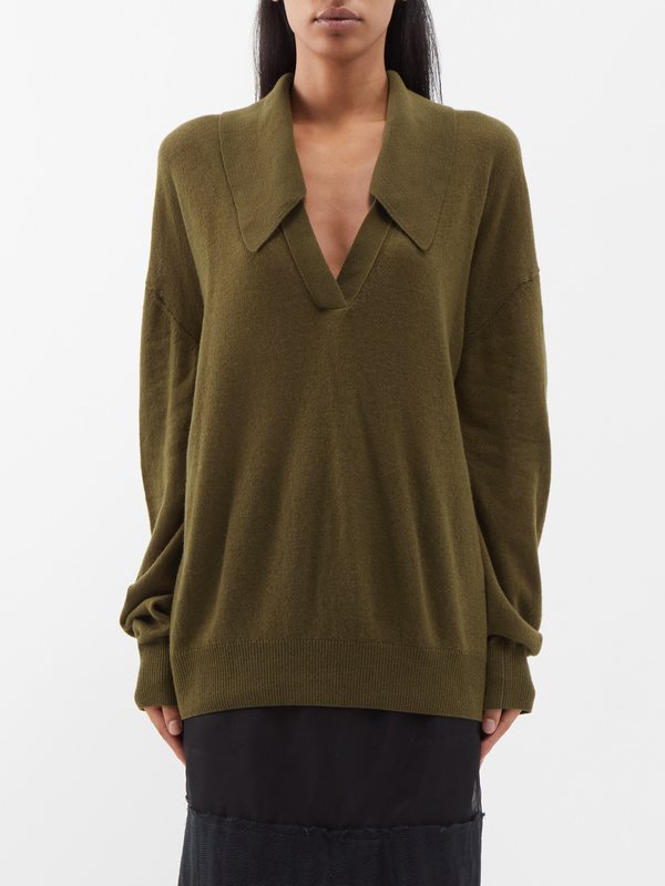 Brown Elsia open-collar cashmere oversized sweater | Khaite