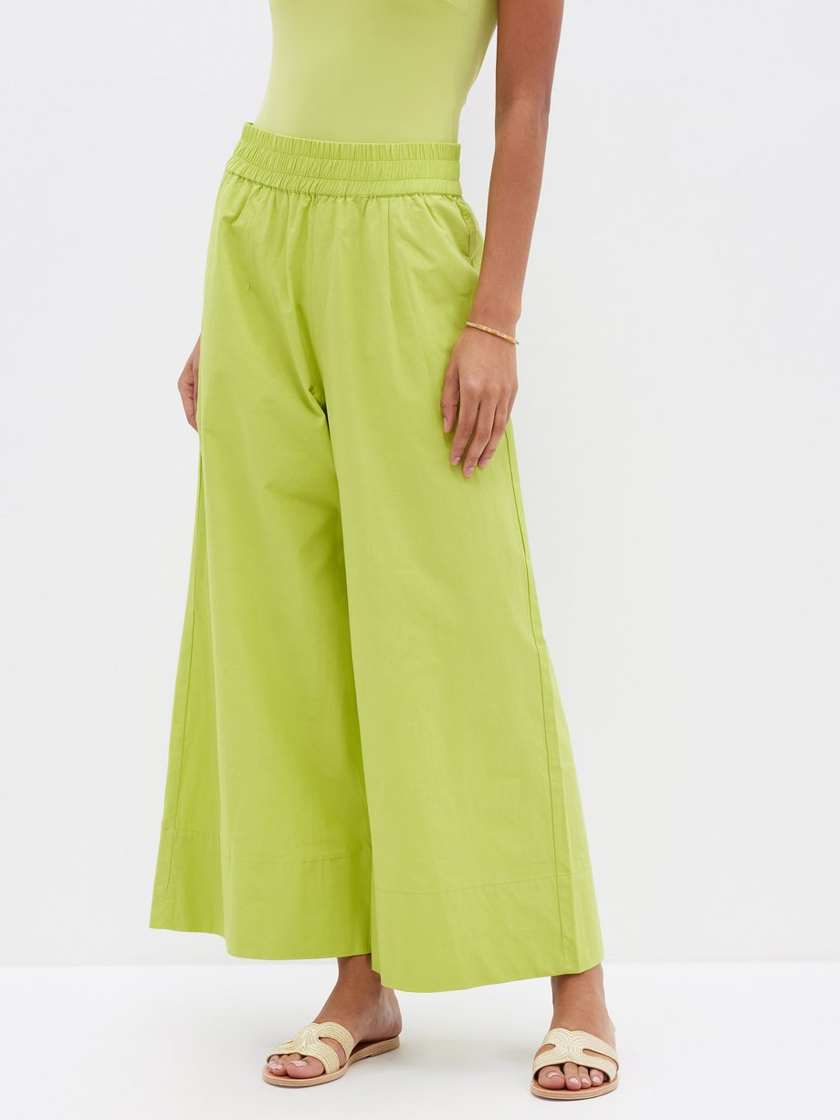 Green Livia poplin wide-leg trousers | Haight | MATCHES UK