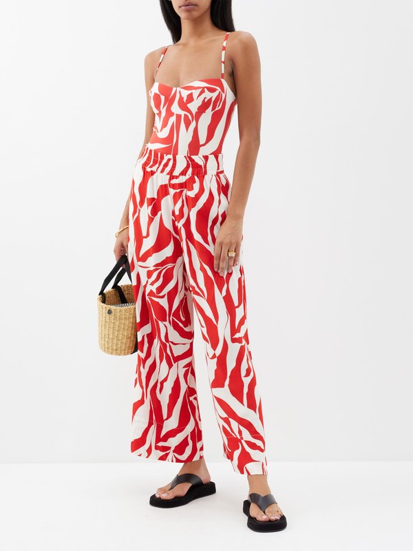 Haight Livia abstract-print crepe wide-leg trousers