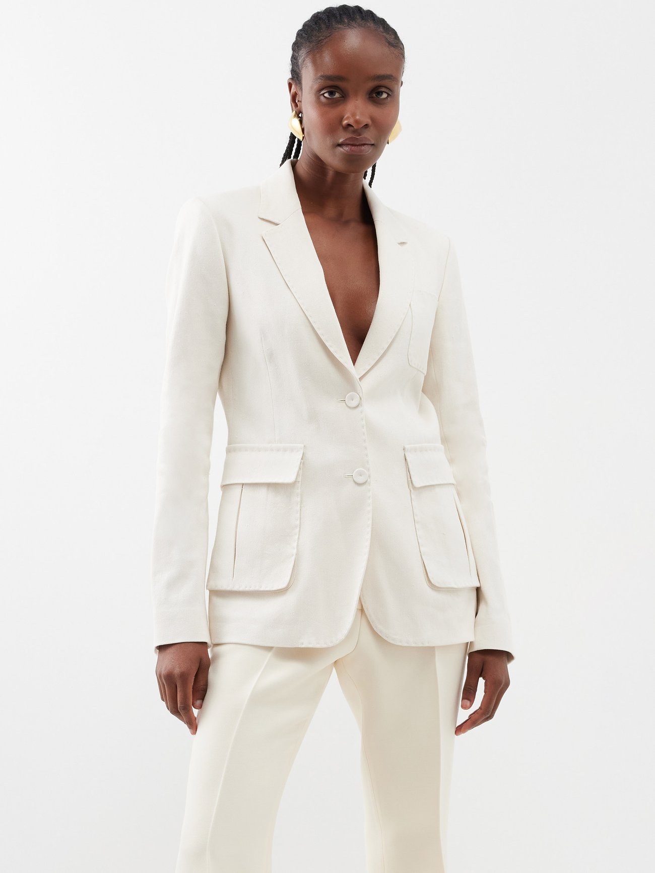 White Louisa hemp-blend twill suit jacket | Gabriela Hearst ...