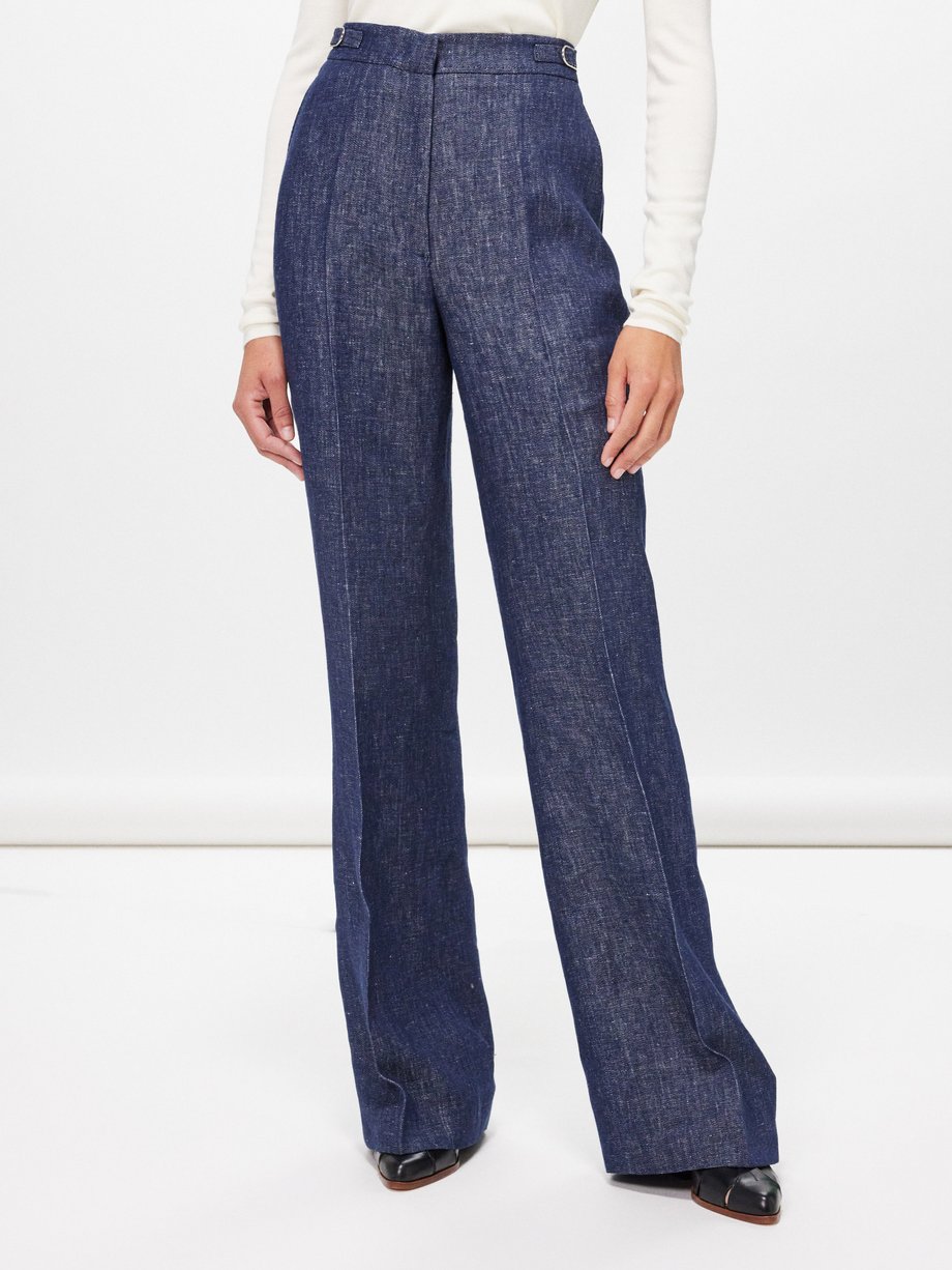 Gabriela Hearst Vesta high-rise linen denim tailored trousers