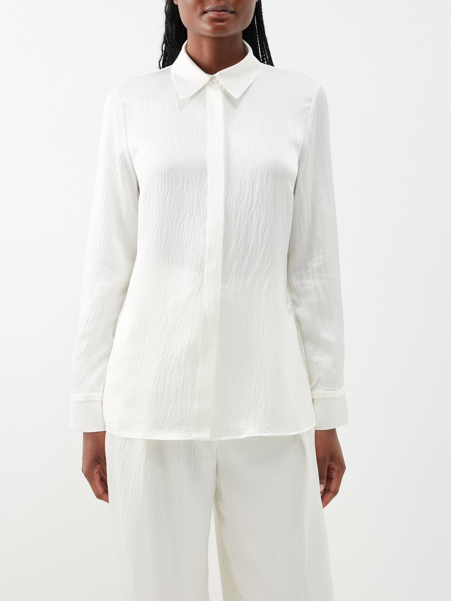 White Cruz hammered-silk shirt | Gabriela Hearst | MATCHES UK